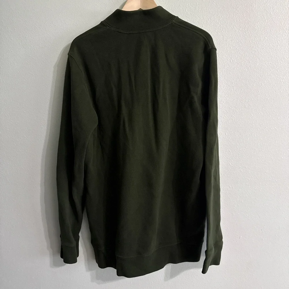 Lands' End Men's L/T 42-44 Green Quarter Zip‎ Fleece Pullover Sweater Pre-Owned